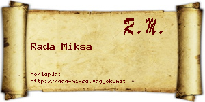 Rada Miksa névjegykártya
